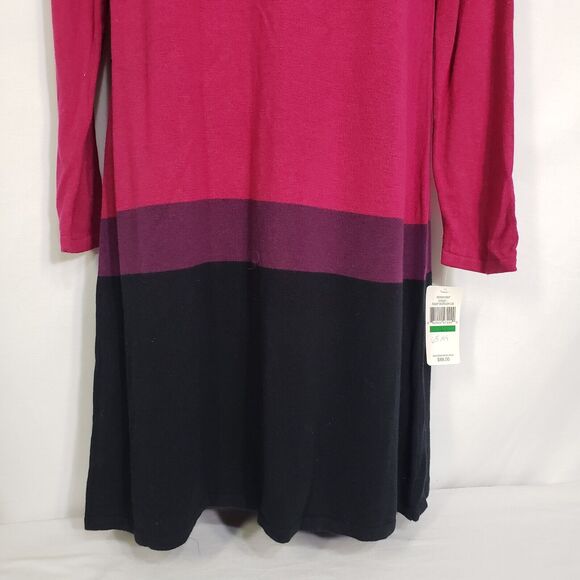 Fever Womens Sweater Dress Large Pink Long Sleeve Knit Knee Length Color Block - Picture 5 of 10
